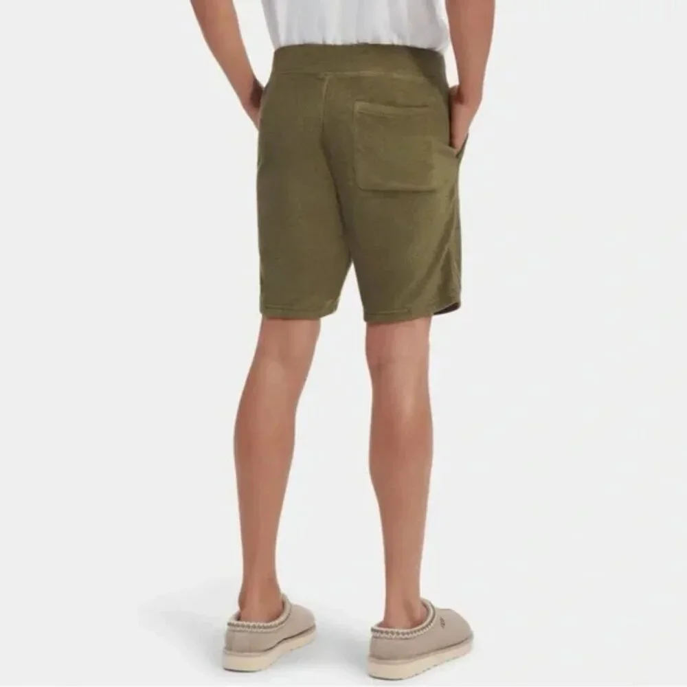 UGG Men's Dominick Brushed Terry Lounge Shorts Burnt Olive, Size S, New with Tag